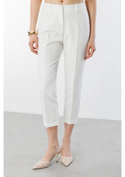 Kadın Yandan Cepli Duble Paça Pantolon 6524 Ekru modelleri