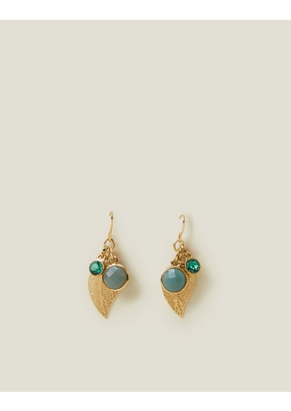 Taşlı Yaprak Küpe modelleri