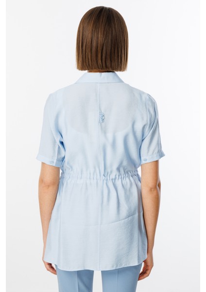 Kadın Beli Bağcıklı Düğmeli Bluz 3342 Buz Mavi fırsatları