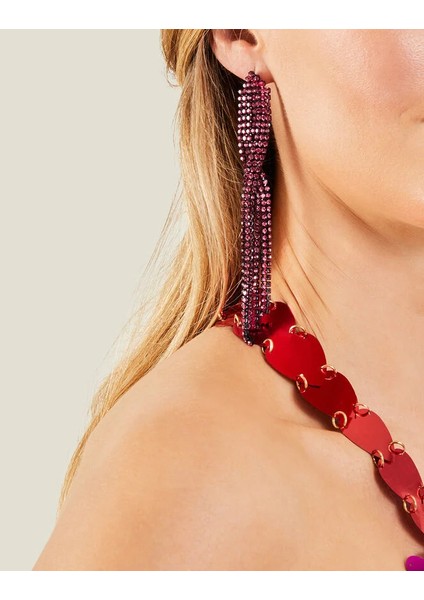 Twisted Taşlı Küpe Pembe modelleri