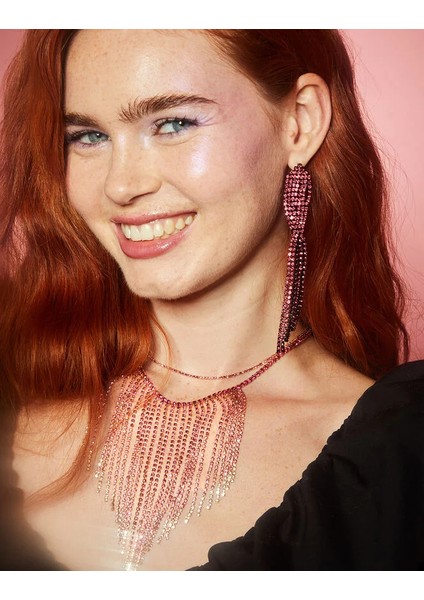 Twisted Taşlı Küpe Pembe fırsatları