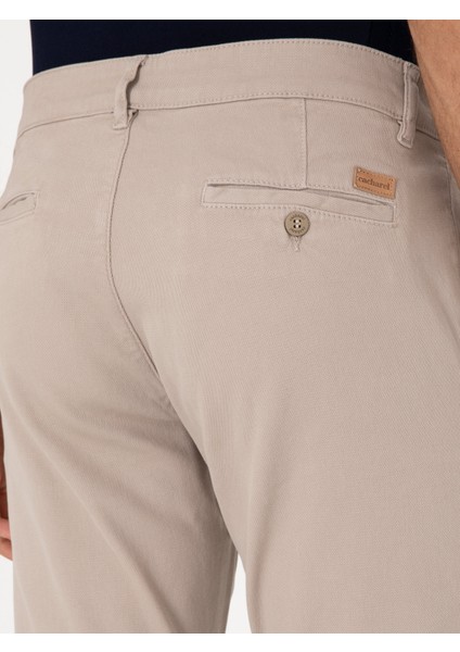 Erkek Taş Slim Fit Pamuk Karışımlı Kanvas Pantolon 50305640-VR049