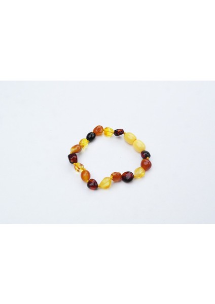 Gökkuşağı Renkli Doğal Kesim Damla Kehribar Bebek Bileklik