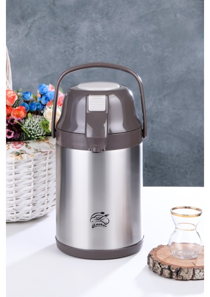 2.5 Litre Çift Kat Paslanmaz Çelik Termos(Ev, Iş Yeri, Restoran, Otel, Piknik ve Organizasyonlar)