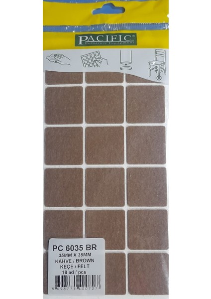 Yapışkanlı Keçe 35X35 mm Kare