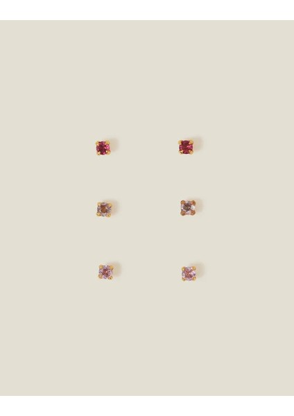 Taşlı Küpe Set x 3 Pembe fiyatları