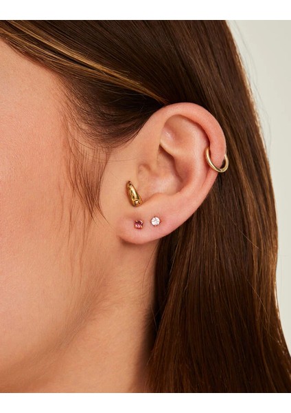 Taşlı Küpe Set x 3 Pembe modelleri