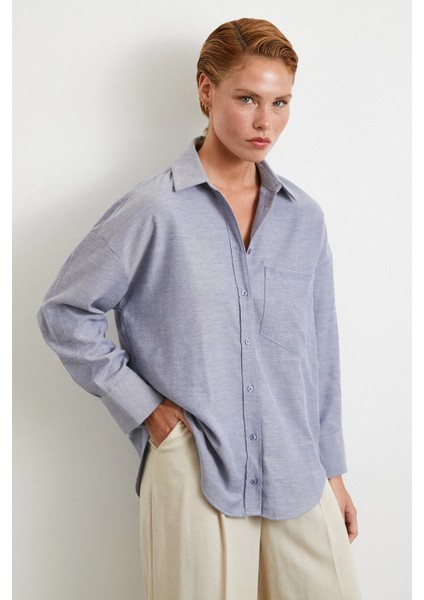 Robalı Klasik Gömlek Koyu Lacivert