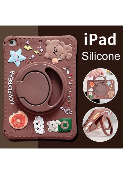 Apple iPad 9.nesil 10.2 Inc Çocuklar Için Askılı 360 Derece Standlı Soft Silikon Lovelybear Kılıf A2602 A2604 fiyatları