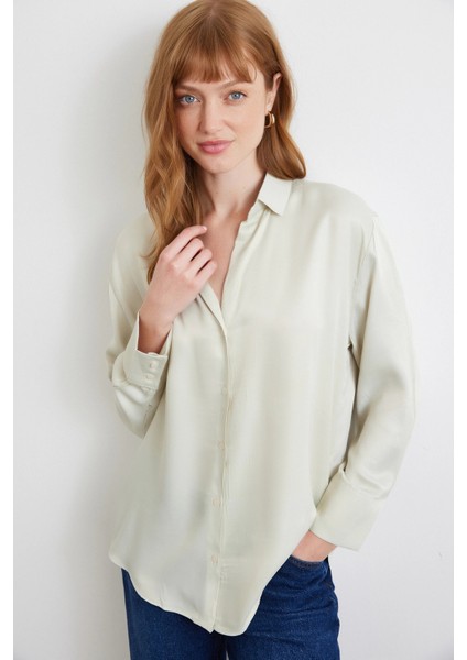 Viskon Saten Gömlek Gri modelleri