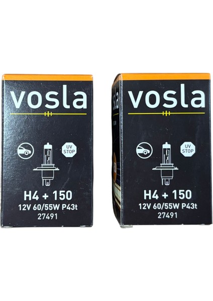 H4 60-55W 12V %150 Artırılmış Güçlü Halojen Ampul 2 Adet Fiyatı (27491)