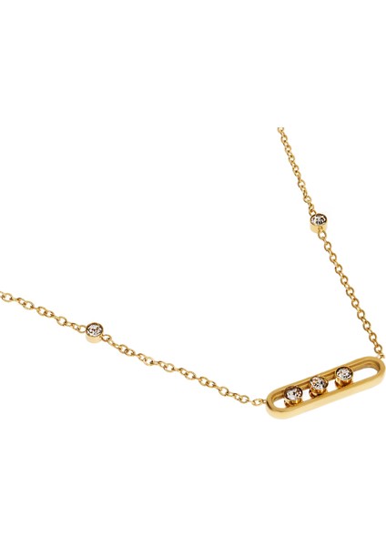 Kadın Hareketli Üç Taş Model Çelik Kolye