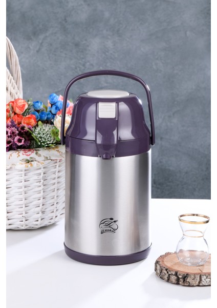 2.5 Litre Çift Kat Paslanmaz Çelik Termos(Ev, Iş Yeri, Restoran, Otel, Piknik ve Organizasyonlar)