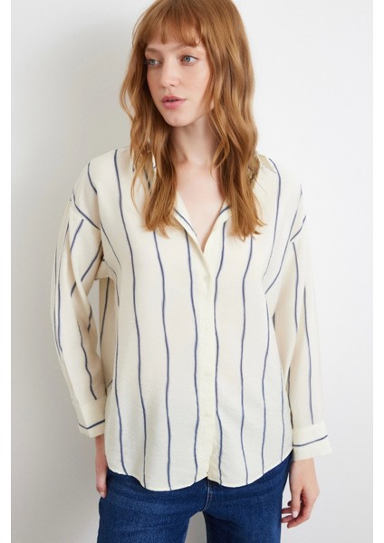 Çizgili Modal Gömlek Indigo fiyatları