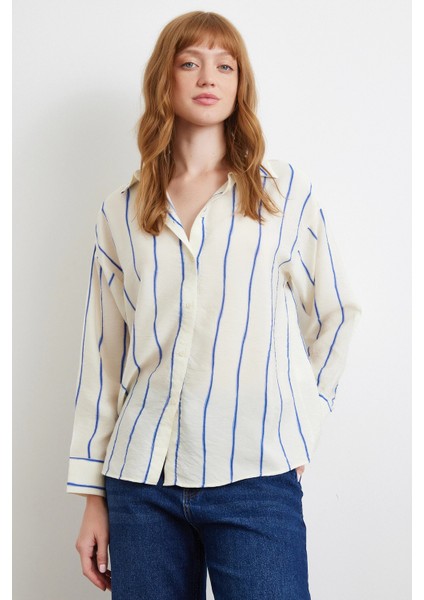 Çizgili Modal Gömlek Saks fiyatları