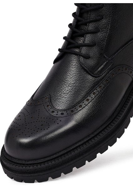 Erkek Siyah Fermuarlı Deri Bot 25WFD7006FT