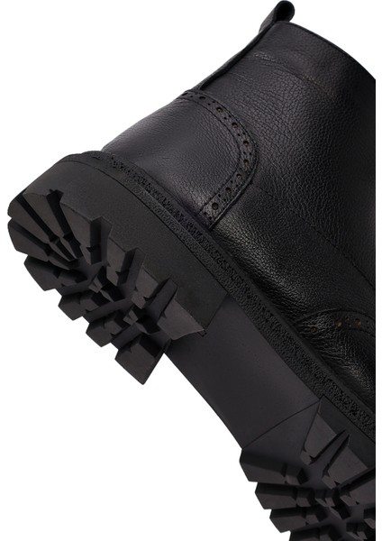 Erkek Siyah Fermuarlı Deri Bot 25WFD7006FT