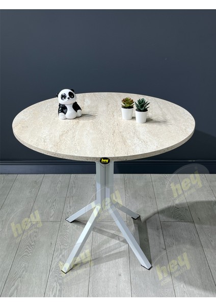 Pars 4 Kişilik Yuvarlak Mutfak Yemek Masası Takımı 4+1 Traverten Beyaz 70 cm fiyatları