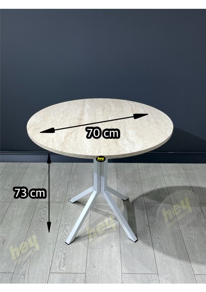 Pars 4 Kişilik Yuvarlak Mutfak Yemek Masası Takımı 4+1 Traverten Beyaz 70 cm fırsatları