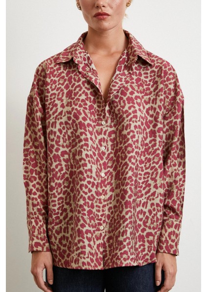Leopar Desen Javanez Gömlek Yeşil fırsatları