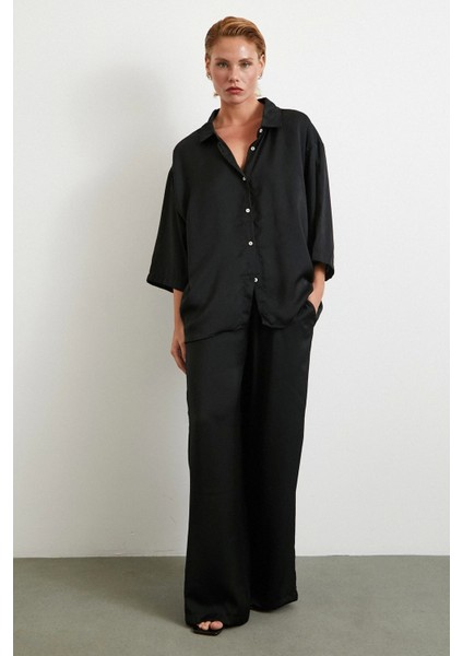 Dökümlü Romantik Gömlek Siyah fiyatları