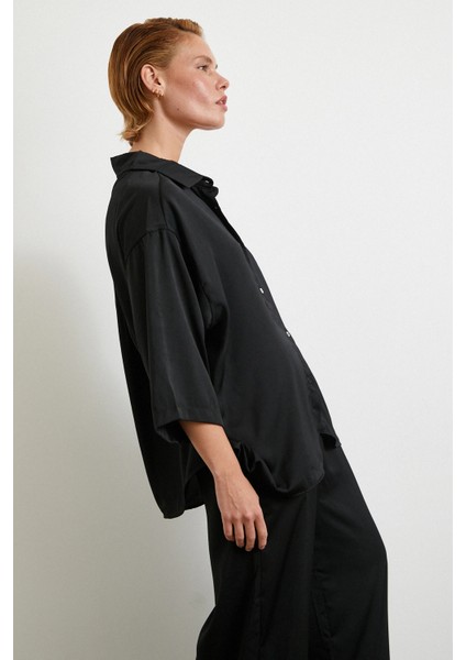 Dökümlü Romantik Gömlek Siyah modelleri