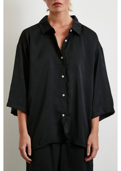 Dökümlü Romantik Gömlek Siyah indirimleri