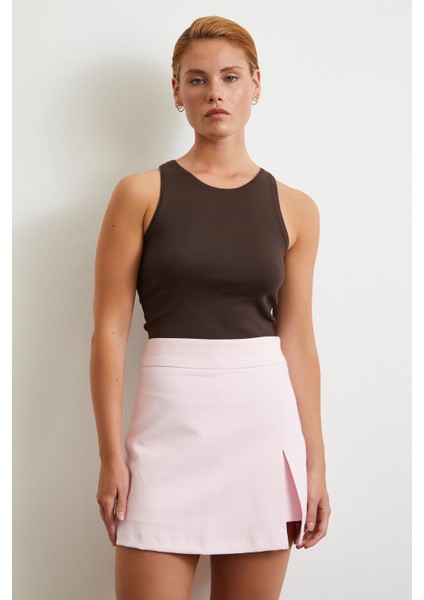 Yırtmaçlı Şort Etek Pembe fiyatları