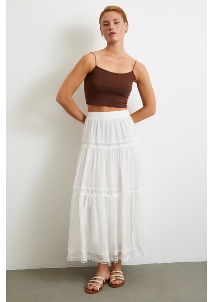 Dantelli Maxi Etek Beyaz modelleri