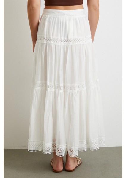 Dantelli Maxi Etek Beyaz indirimleri