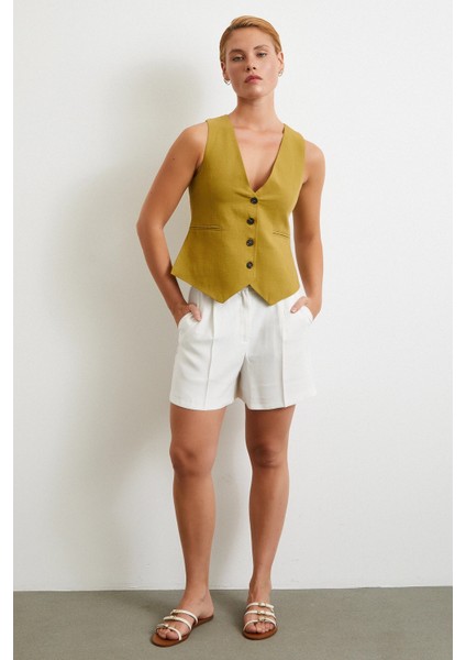 Piliseli Cepli Şort Ekru fiyatları