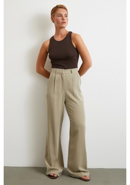 Keten Palazzo Pantolon Gri modelleri