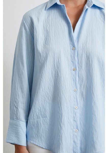 Paralel Çizgili Gömlek Mavi indirimleri