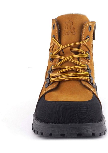 Hakiki Deri Sarı Kahve Bağcıklı Fermuarlı Çocuk Bot modelleri