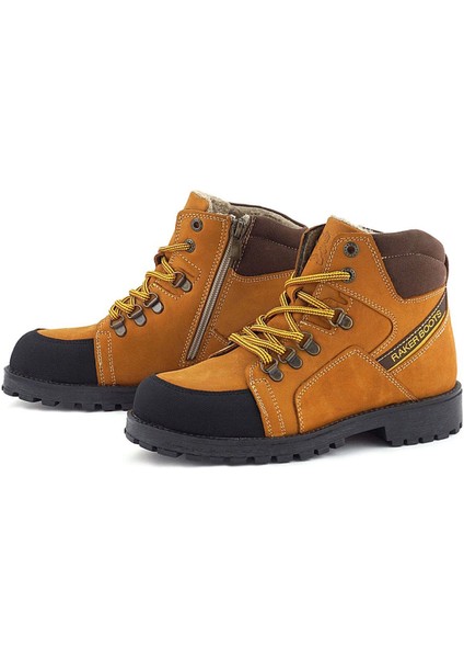 Hakiki Deri Sarı Kahve Bağcıklı Fermuarlı Çocuk Bot indirimleri