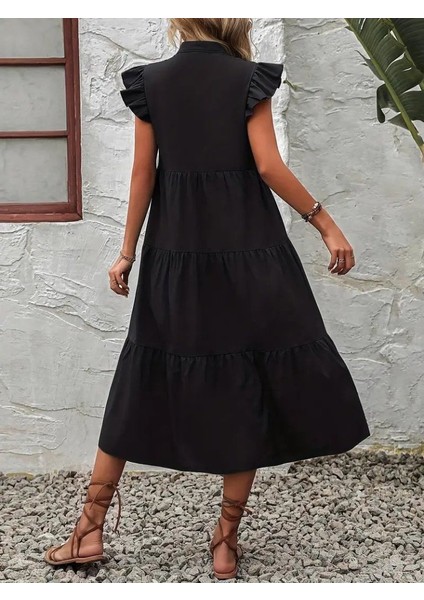 Kadın Kısa Kollu V Yakalı Geniş Kesim Uzun Trikoton Elbise indirimleri