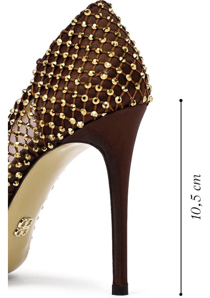 Kadın Bronz Taşlı Yüksek Ince Topuklu Deri Stiletto 25AFD1206TS fiyatları