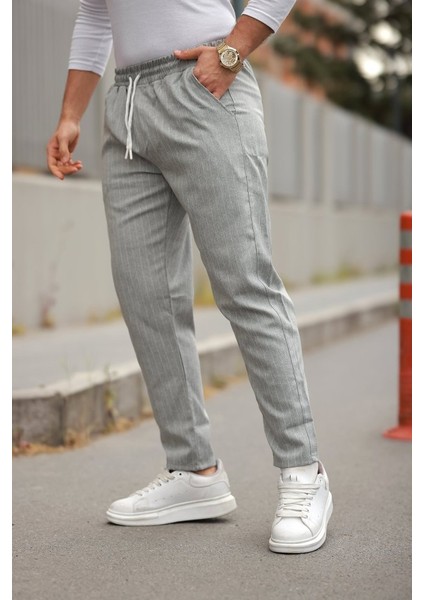 Erkek Beli Bağcıklı Çizgili Pantolon fiyatları