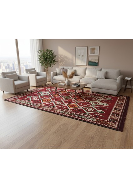 Etnik Motifli Otantik Dekoratif Kilim Desenli Halı M4