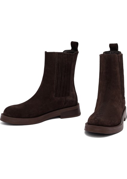 Kadın Kahverengi Süet Deri Chelsea Bot 25WFD202310 modelleri