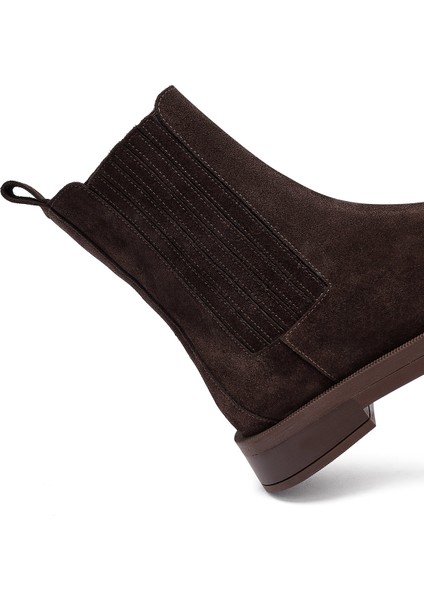 Kadın Kahverengi Süet Deri Chelsea Bot 25WFD202310