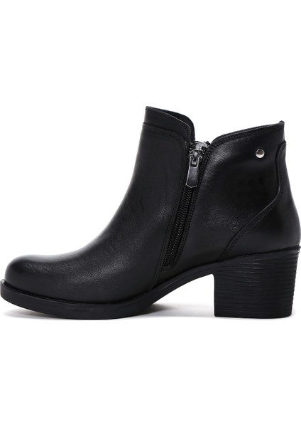 Kadın Siyah Fermuarlı Topuklu Deri Bot 25WFD411118 fırsatları