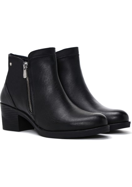 Kadın Siyah Fermuarlı Topuklu Deri Bot 25WFD411118 indirimleri