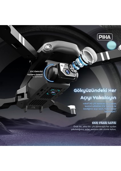 S65 Free Lıte – 2 Batarya, 30 Dakika Uçuş, 1080P Çift Esc Kamera, Fırçasız Motorlu Drone/app Kontrolü