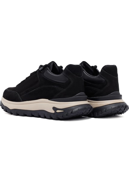 Erkek Siyah Bağcıklı Kalın Tabanlı Nubuk Deri Casual Sneaker 25WFD6605V3 indirimleri
