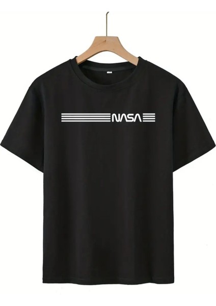Erkek Kısa Kollu Nasa Baskı Bisiklet Yaka T-Shirt indirimleri