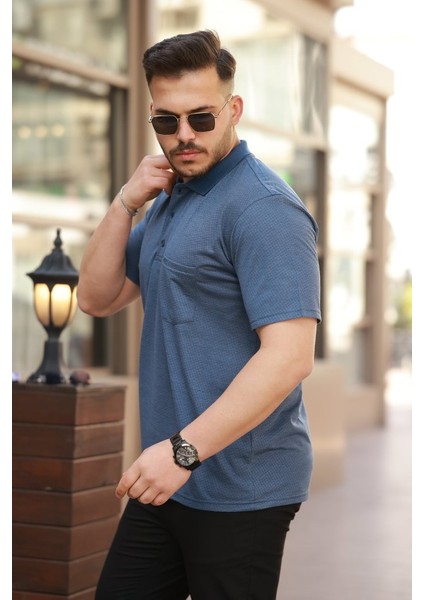 Erkek Yakalı Mini Jakarlı Kısa Kollu T-Shirt fiyatları