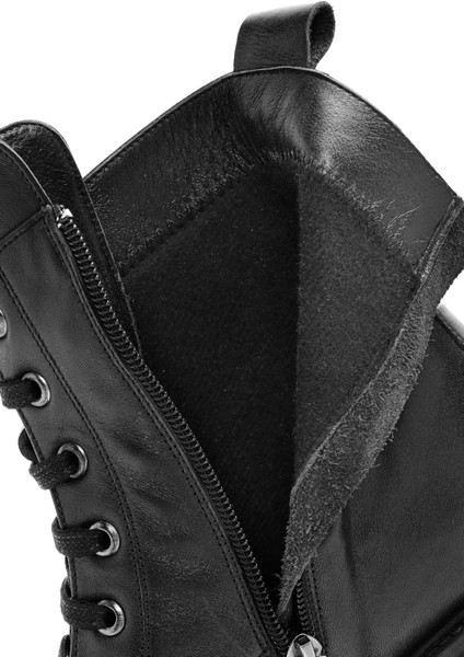 Kadın Siyah Fermuarlı Deri Bot 25WFD410918