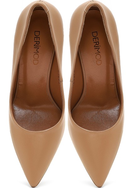 Kadın Bej Ince Topuklu Deri Stiletto 25AFD161818