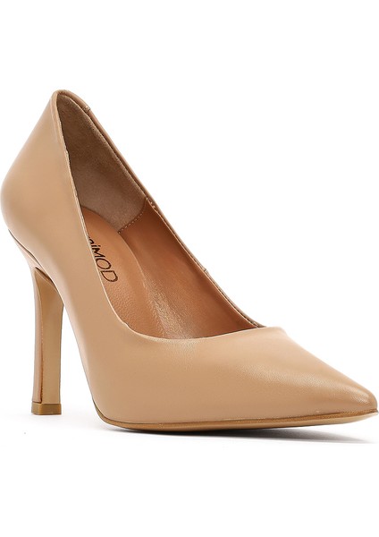 Kadın Bej Ince Topuklu Deri Stiletto 25AFD161818